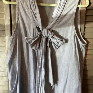 LOFT Blue Tie Front Tank Top